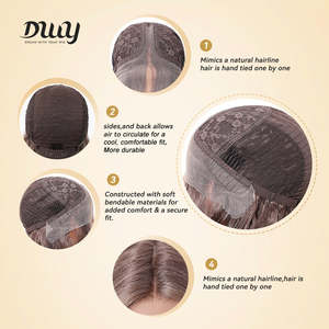 Zoey-DWY <b>Long</b> Wavy Synthetic <b>Wig</b> with T-Part Lace Front for Ombre Blonde Color Light Brown Lace - Product Image 5