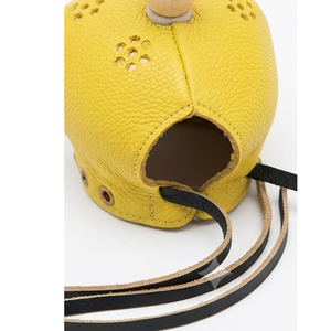 Custom Designs Yellow Leather Falconry Hood With Embossed Design And Tassel Top Hunting Equipment For Birds Prey Falconry Hood - Product Image 6