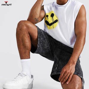 Pantalones cortos informales de alta calidad lavados con ácido, pantalones cortos de secado rápido de Color sólido teñido liso para hombres - Product Image 3