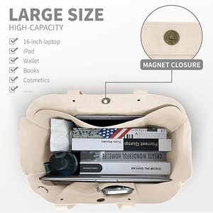 Casual <b>Extra</b> <b>Large</b> <b>Tote</b> <b>Bag</b> with Zipper Closure and Pockets <b>Large</b> Capacity - Product Image 6