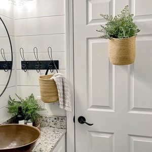 Hot Seller Small Jute Woven Fern Hanging Basket Desk <b>Organizer</b> for <b>Pen</b> Holders or Wall Hanging of Flower Plants - Product Image 2