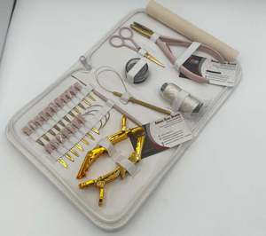 ASB Kit d'outils d'extension de cheveux professionnels attachés à la main avec aiguilles C pince en acier inoxydable or nu personnalisée pince à cheveux ciseaux - Product Image 5