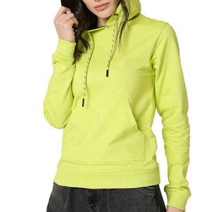 Sweat-shirt à capuche personnalisé OEM sweats à capuche en polaire à imprimé bouffant sweats à capuche pour femmes en coton uni pour femmes recadrée - Product Image 5