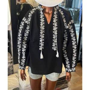 Chemisier ukrainien de qualité supérieure motif solide matériau de haute qualité Style décontracté broderie décoration dernières fêtes - Product Image 3