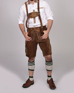 กางเกงหนังเยอรมันและออสเตรียแบบยาวและแบบสั้น แต่งลายขาดสไตล์วินเทจ ปักลายบาวาเรียนสำหรับผู้ชาย รุ่น SS-0002 - Product Image 3