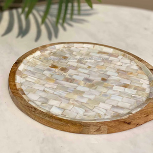Tabla de Servir de Lujo Hecha a Mano de Alta Calidad con Diseño Rústico de Nácar y Madera, Tamaño Personalizado, 2 cm de Grosor, para el Hogar - Product Image 3
