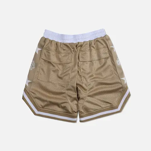 Short de basket-ball d'été pour hommes avec broderie cousue personnalisée et fermeture éclair avec maille en polyester certifiée BSCI et à motif uni - Product Image 6