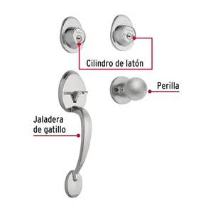 Poignée de porte et de fenêtre chromée mate Hermex Lugo Key-KEY avec bouton Unité unique dans une boîte - Product Image 2