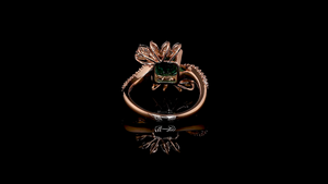Anillo de Esmeralda Verde de Laboratorio con Diamantes Cultivados en Laboratorio en Forma de Pera y Redondos |   Regalos y Joyería Étnica - Product Image 3