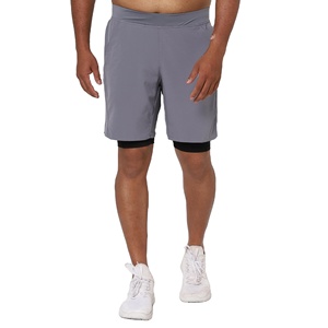 Double Layer 2 in 1 <b>Men</b> Running <b>Shorts</b> Bodybuilding Muscle Training Sportswear Exercise Gym Yoga Casual Grey <b>Shorts</b> Beach Trunks - Product Image 1