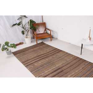 Tapis turc Kilim, tapis vintage 4,4x11,2 pieds, tapis en laine persan brun - Product Image 2