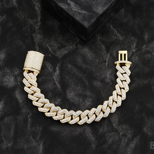 Elegant Diamond 14mm Cuban Chain Rose Gold Hip Hop Iced Out Wedding Unisex for Certified 14K <b>Solid</b> Gold 8inch - Product Image 1