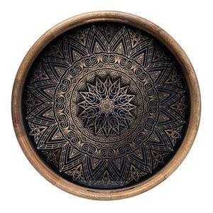 Bandeja redonda de madera con diseño impreso, la mejor calidad a bajo costo, de Aaliyan Impex - Product Image 4