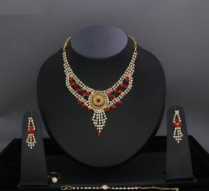 Collar Chapado en Oro, Diseños de Joyería para Bodas, Conjunto de Joyería Artificial, Gargantilla, Conjunto Kundan, Conjunto de Joyería de Primera Calidad - Product Image 3