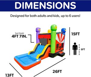 Castillo Inflable JumpOrange de 13'x 26'x 15' con Tobogán, Modelo Ninja Warrior, con Soplador, para Niños y Adultos, Ideal para Fiestas y Alquiler - Product Image 2