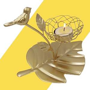 Bougeoir Feuille d'Or Plateau de Bougeoirs Porte-bougies pour la maison - Product Image 3