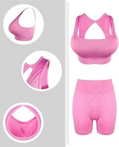 Stylish orange yoga set <b>crop</b> top and pajama <b>leggings</b> breathable seamless fitness wear for <b>women</b> - Product Image 5
