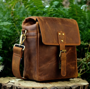 High Quality Genuine Leather <b>Camera</b> Bag Lightweight Eco-Friendly Fashion Durable Zipper Closure <b>Secure</b> Foldable Digital Gear - Product Image 1