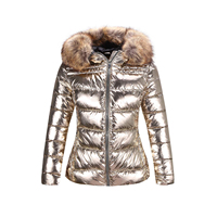 Blouson matelassé doré avec capuche amovible en fourrure de lapin, respirant, fermeture éclair, pour homme, style décontracté, en polyester, idéal pour l'hiver