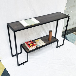 2-Tier Reclaimed Wood <b>Console</b> <b>Table</b> Minimalist Design Brown Oak Entry & Living Room Decor Hotel & Villa Use - Product Image 5