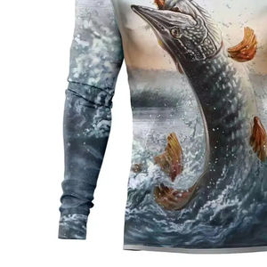 Camiseta de Pesca de Manga Larga, Ajustada, 100% Poliéster, con Protección UPF 50+, Transpirable, con Estampado Personalizado, Tamaño OEM, al Mejor Precio - Product Image 4