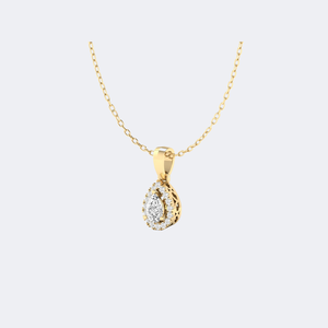 Collier pendentif halo en forme de poire serti pavé de diamants de laboratoire de 0,65 CTW, couleur D E F, VVS VS, or blanc, or rose, bijoux pour femmes - Product Image 1