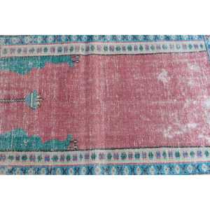 Tapis turc vintage 2,5 x 4,9 pieds, petit tapis, tapis en laine rouge - Product Image 4