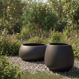Grand pot de fleurs rond moderne en fibre de verre FRP pour la décoration extérieure de jardin, balcon, terrasse et aménagement paysager - Product Image 2