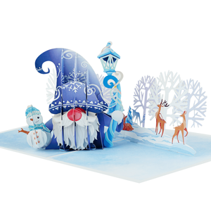 Cute 3D Pop-up Tarjeta de felicitación de Navidad Invitación Artesanía Cubierta blanca Artesanía de papel con gnomos 3D Vietnam - Product Image 2