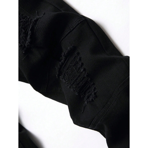 Pantalones Vaqueros de Mezclilla Ligeros Personalizados para Hombre, Corte Regular, Estilo Casual, Algodón de Buena Calidad, Sólidos, Rotos - Product Image 4