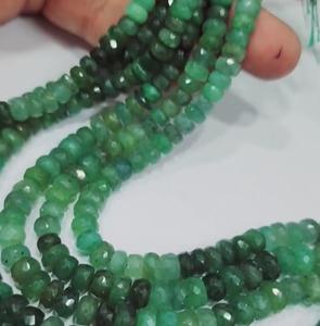 3 brins d'émeraude naturelle ombragée 6-11mm Rondelle de perles à facettes 539 Ct Lot Iroc Sales 14 Inch Length Gemstone Beads Necklace - Product Image 1