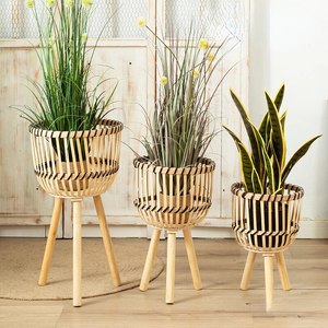 Estante de flores para el hogar, mueble de TV de pierna alta, de lujo, decoraciones para personas mayores en la sala de estar, tejido de ratán, trípode, maceta de flores - Product Image 4