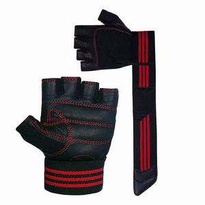 Guantes de gimnasio de levantamiento de pesas de cuero genuino con correa de muñeca Guantes de ejercicio de entrenamiento físico Tamaño personalizado - Product Image 2
