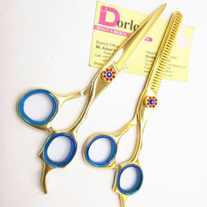 Ciseaux à cheveux plaqués or professionnels ensembles de ciseaux de coiffure en acier inoxydable pour couper et amincir les ciseaux de coiffeur - Product Image 1