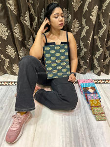 Nouveau vrai tissu de couverture rigide fait à la main journaux de fermeture de fil sécurisé Boho Vintage couverture colorée non doublée journaux intimes en feuilles recyclées - Product Image 4