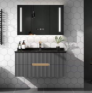 Mueble de Baño Moderno de Madera Contrachapada con Diseño de Roca, Resistente al Agua, Conjunto Combinado con Inodoro - Product Image 3