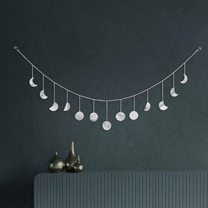 Guirlande murale des phases de la lune, 13 phases de la lune, guirlande murale en métal argenté, décoration céleste, cadeau pour femmes et enfants - Product Image 3