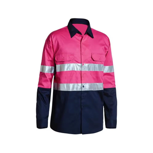 Bazo Hochsichtbares Langarm-Sicherheitshemd Unisex Polyester Arbeitskleidung Reflektierende Streifen Gelb Grau Kragen Manschetten Nadel - Product Image 2