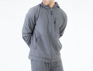 Veste d'hiver unie à capuche zippée pour homme, coupe régulière, respirante, coupe-vent, avec logo brodé personnalisé, style streetwear, haute qualité, OEM/ODM - Product Image 4