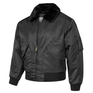 Chaqueta de piloto de bombardero de alta calidad, logotipo de diseño personalizado, chaqueta transpirable con cremallera, cuello de piel sintética, precio al por mayor, calle principal - Product Image 3