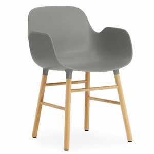 Chaise en plastique de design scandinave BFG031 avec accoudoirs et pieds en chêne - Product Image 5