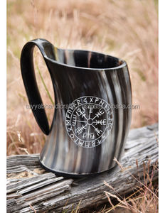 Viking Boire Bière Tasse Sculpté Corne À Boire Tasse À Vin De Buffle Naturel par Tayyab Handicraft - Product Image 2