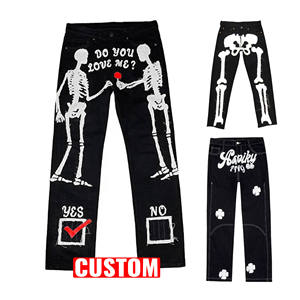 Jeans personnalisés pour hommes vêtements fabricants prix de gros taille élastique imprimé hommes jeans pantalons été décontracté hommes jeans - Product Image 1