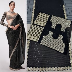 Bollywood Blockbuster Original Mirror Design Georgette Saree pour un mariage confortable et une fête au meilleur prix - Product Image 5