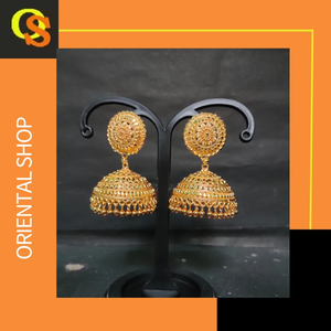 Juego de pendientes 2024 más vendidos con diseño tradicional de 22CT, pendientes Jhumka chapados en oro, joyería para mujer, ropa de exportadores - Product Image 4