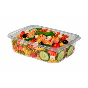 Contenitore per Alimenti con Coperchio a Cerniera in RPET da 1500cc, 2 Confezioni x 100 Pezzi, B2B - Product Image 1