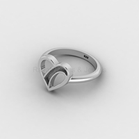 Handgefertigter Echter 925 Sterling Silber 22k/18k Vergoldeter 13mm Herzförmiger Blanko-Ringfassung mit Harzfüllung Schmuck