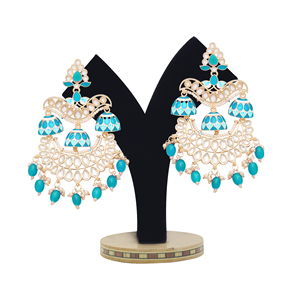 Pendientes étnicos tradicionales Kundan Chandbali chapados en oro perlas delicias gota flores para mujeres fiesta desgaste Ideas de regalo - Product Image 3