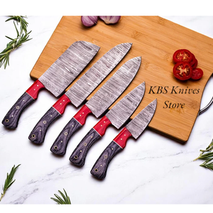 Juego de cuchillos de chef de Damasco de 5 piezas hechos a mano, mangos de madera exótica para cocinar en la cocina - Product Image 2