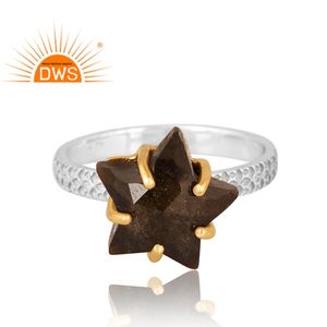 Diseño de tendencia, anillo de piedras preciosas de obsidiana de brillo de oro Natural de Plata de Ley 925, joyería de diseño personalizado para mujer, regalo para ella - Product Image 3